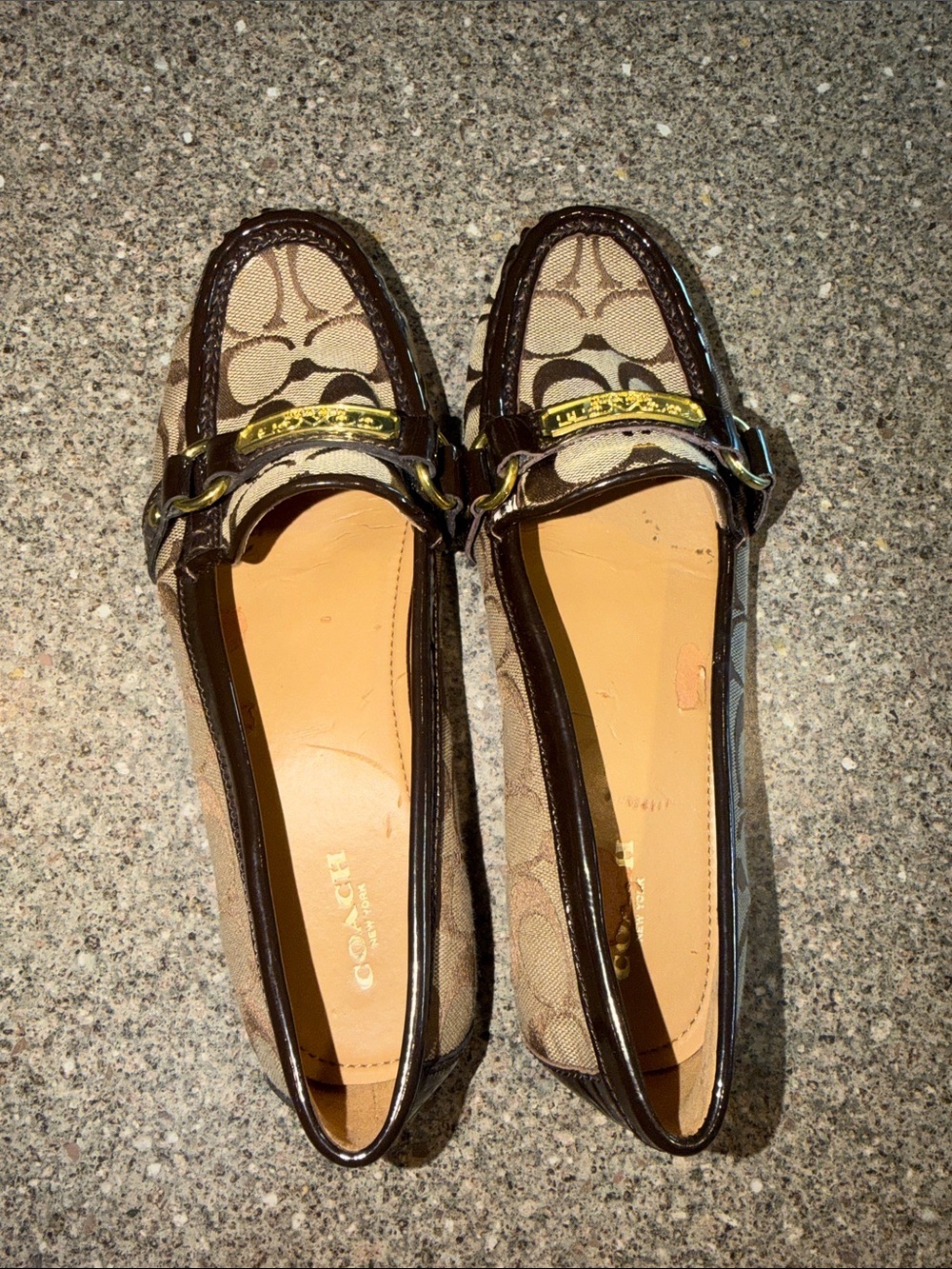 Coach Brown Signature Canvas Loafers with Dark Brown Trim - Picture 4 of 5